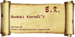 Bodoki Kornél névjegykártya